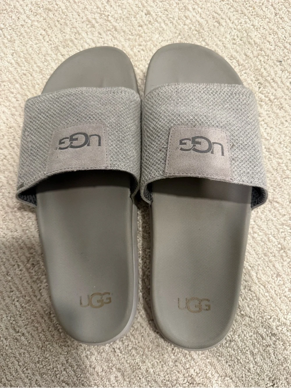 UGG Light Gray Knit Slide Sandals